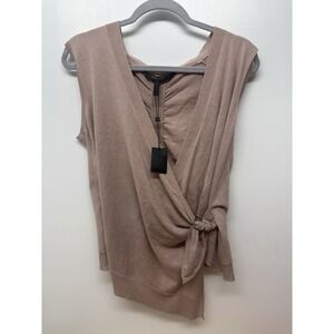 NWT BCBG MAX AZRIA Medium Silk Cashmere Bare Pink Sleeveless Asymmetrical Top #8
